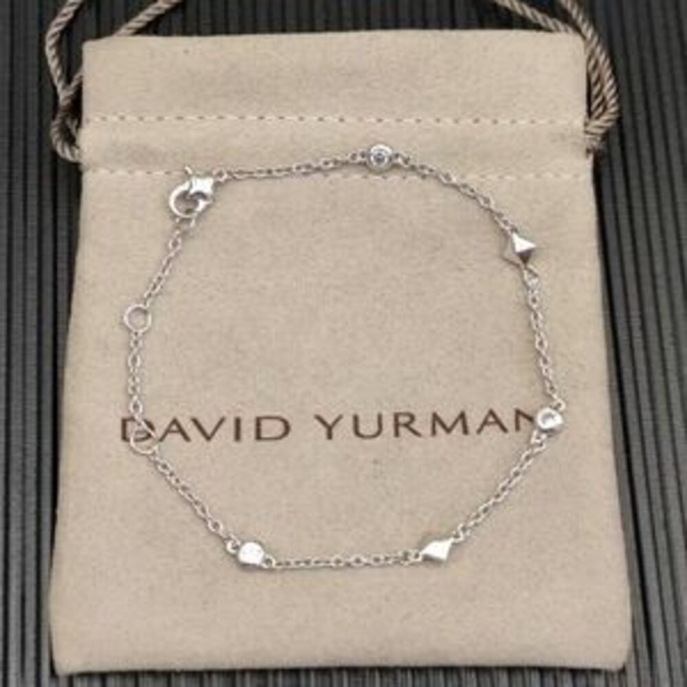 David Yurman Silver Petite Modern Diamond-Studded Bracelet